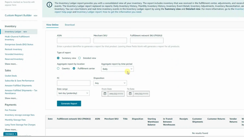 fba reimbursement report