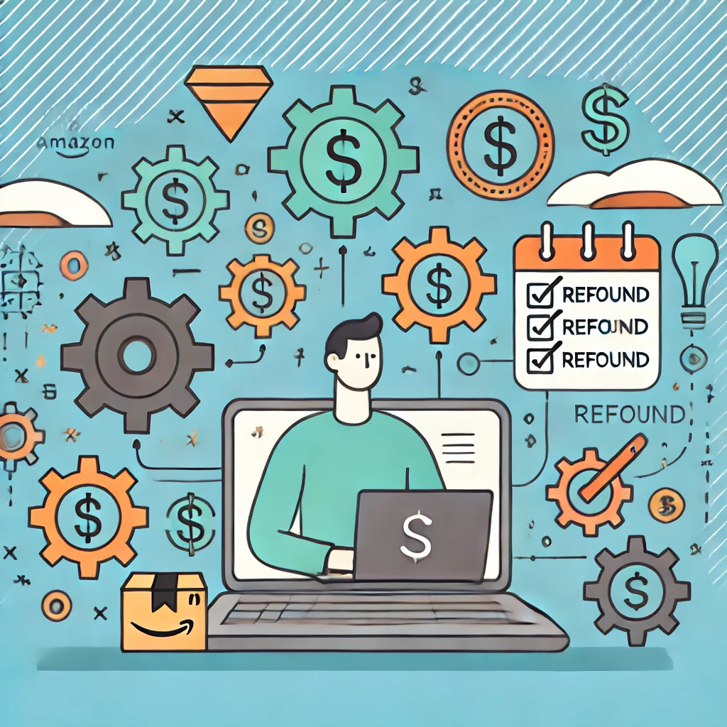 FBA refund automation gears checklist illustration