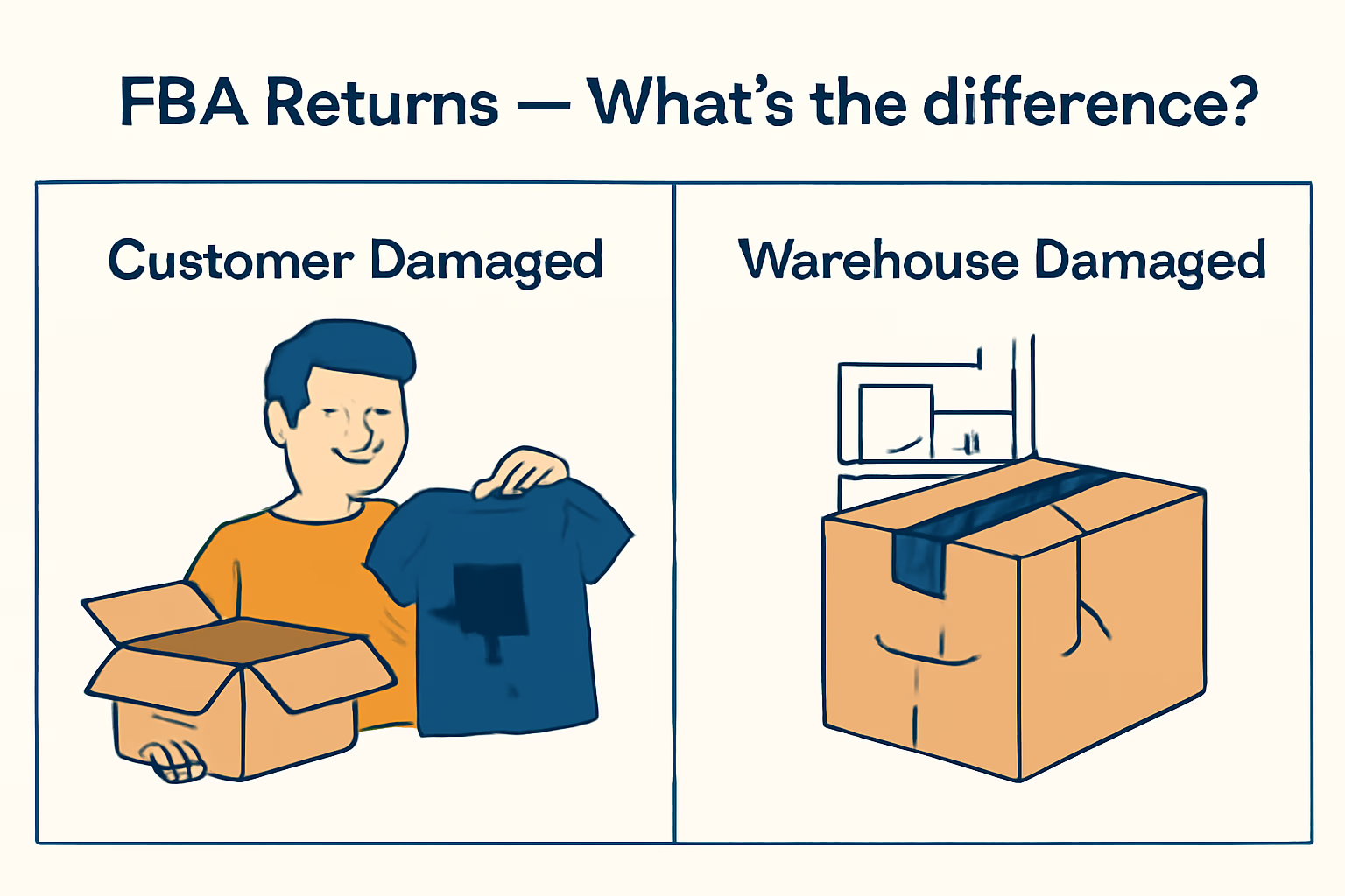 Customer-damaged vs warehouse-damaged FBA returns