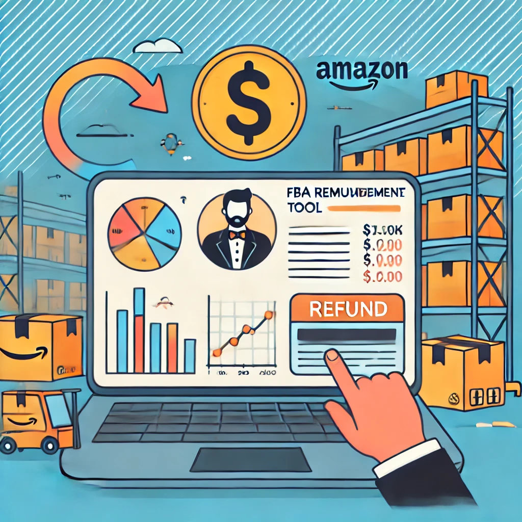 FBA reimbursement dashboard warehouse illustration