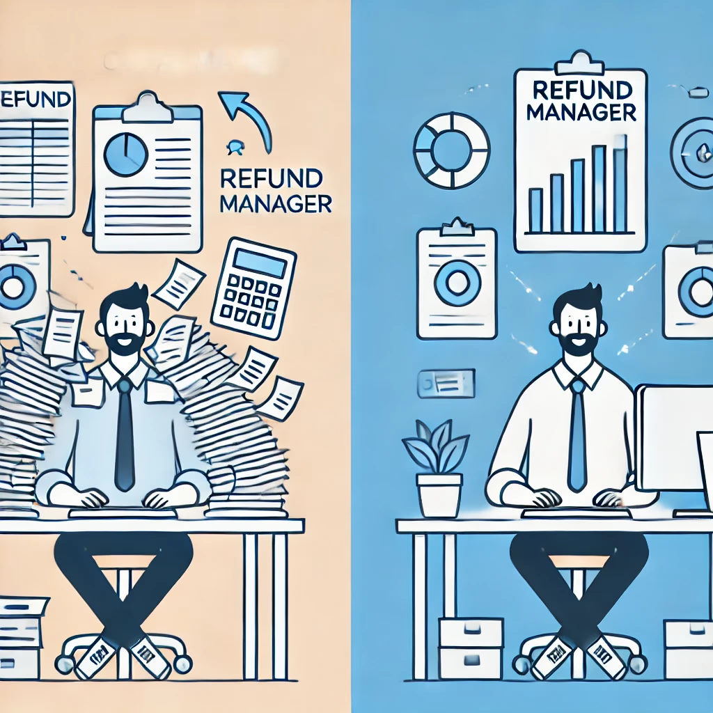 Manual vs automated refund management illustration